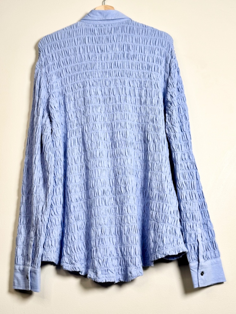 NWT Wonderly Light Blue Textured Knit Button Down Shirt Sz XL - Picture 10 of 11